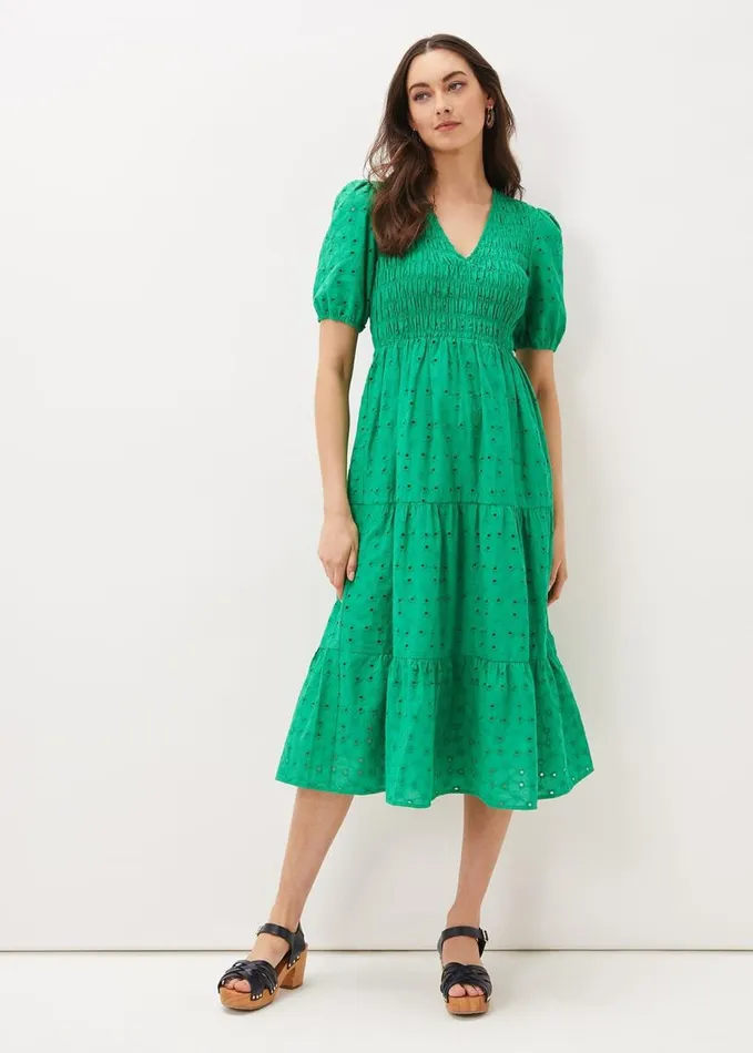 Phase Eight Gretta Broderie Dress Green Women Dresses