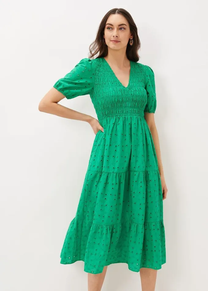 Phase Eight Gretta Broderie Dress Green Women Dresses