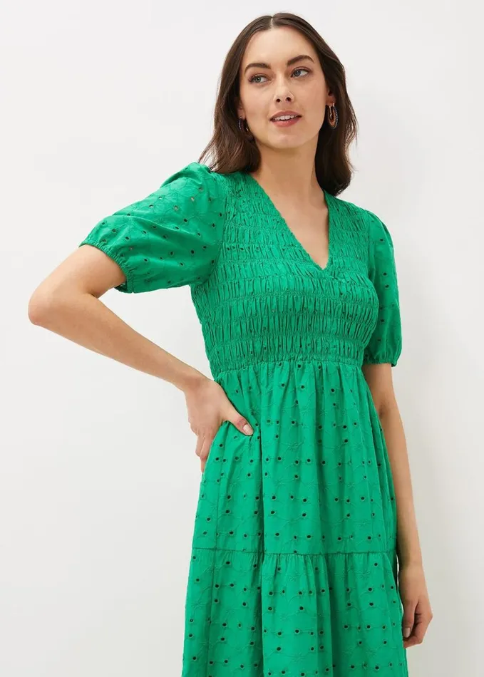 Phase Eight Gretta Broderie Dress Green Women Dresses