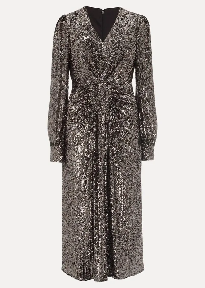 Phase Eight Haisley Sequin Sleeved Dress Bronze Women Dresses