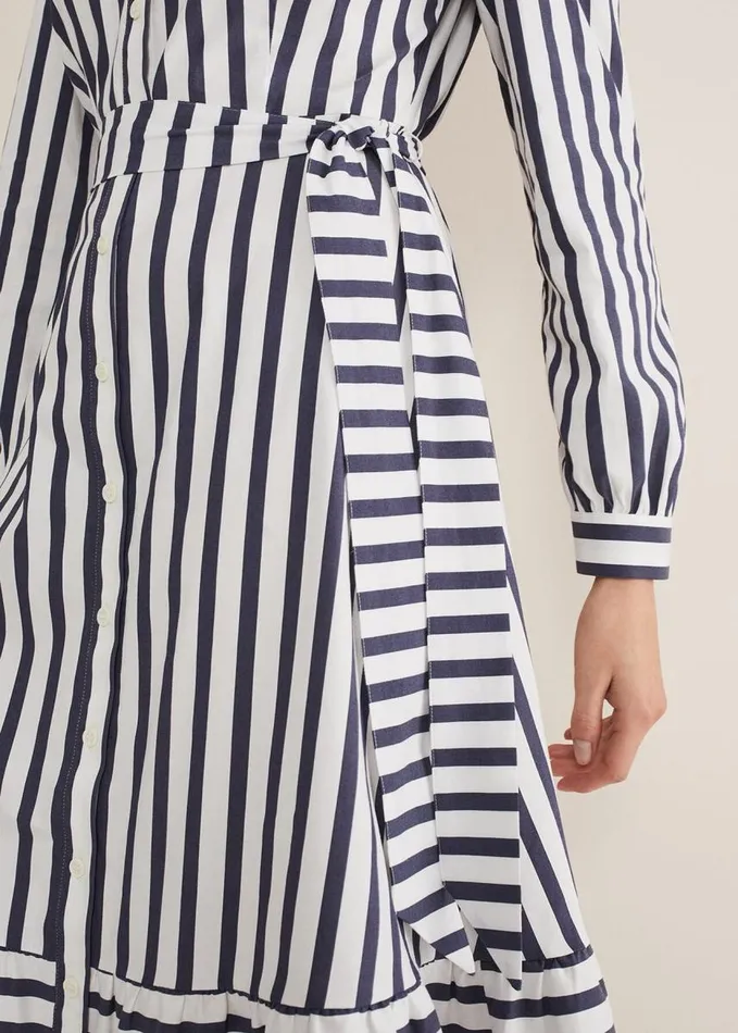 Phase Eight Henley Striped Midaxi Dress Navyivory Women Dresses