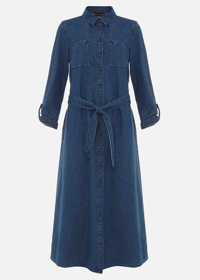 Phase Eight Hettie Denim Midi Dress Light Denim Women Dresses