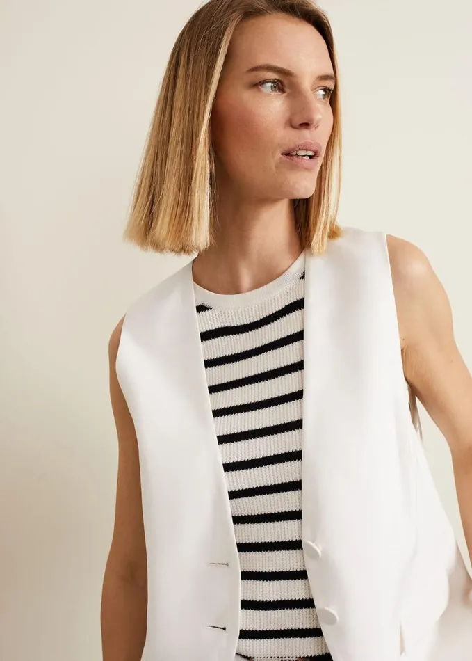 Phase Eight Inara White Longline Waistcoat White Women Jackets