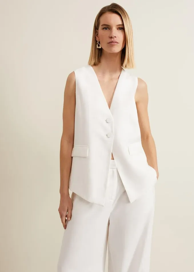 Phase Eight Inara White Longline Waistcoat White Women Jackets