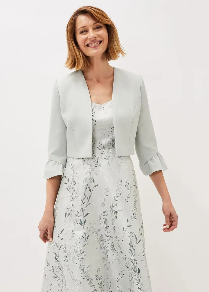 Phase Eight Inez Frill Cuff Occasion Jacket Eau De Nil Women Coats