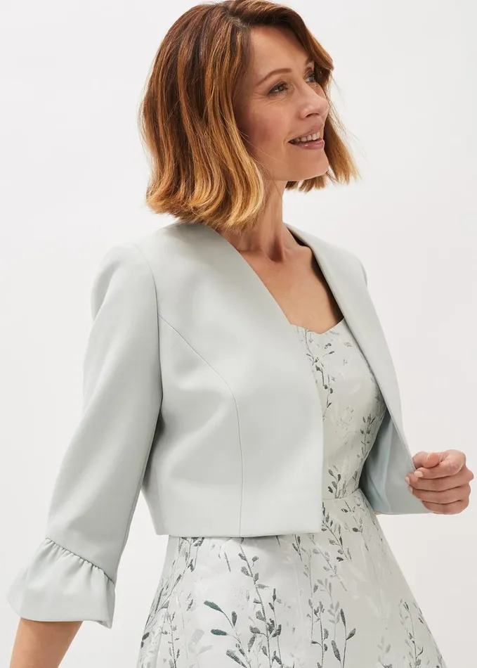 Phase Eight Inez Frill Cuff Occasion Jacket Eau De Nil Women Coats