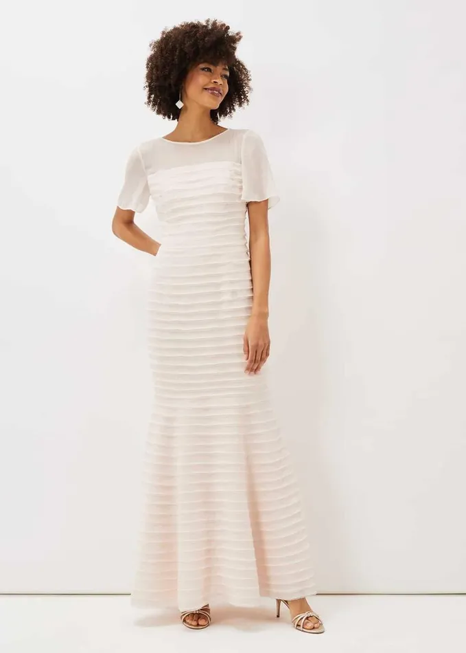 Phase Eight Ivanka Layered Fishtail Dress Cameo Women Dresses