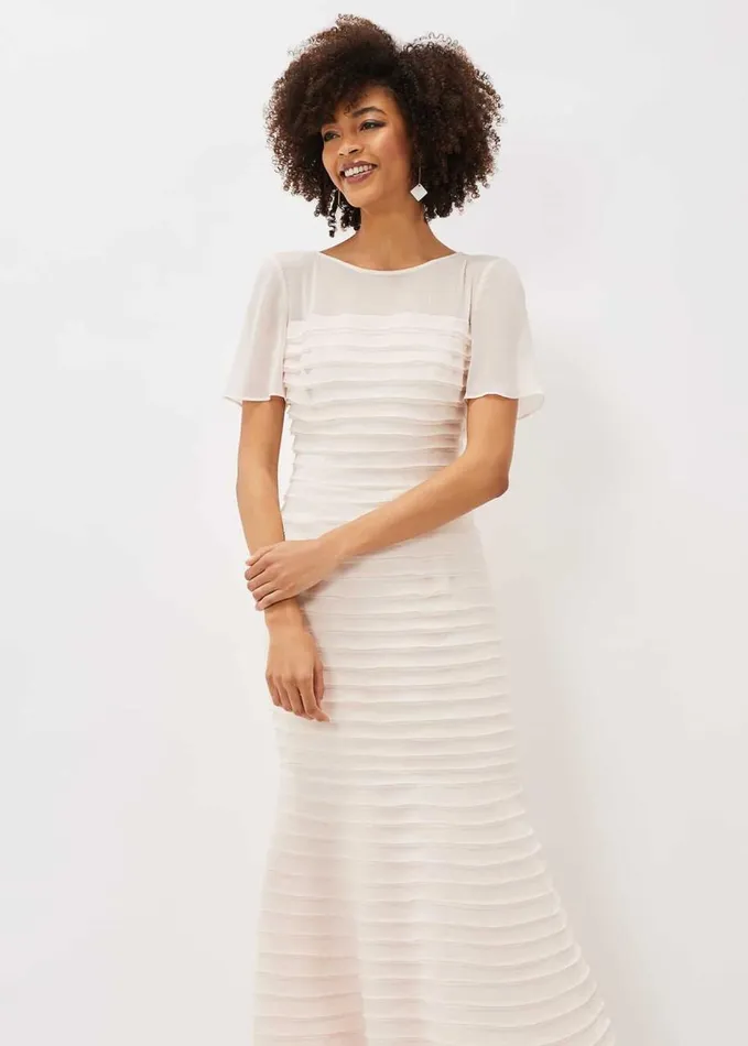 Phase Eight Ivanka Layered Fishtail Dress Cameo Women Dresses