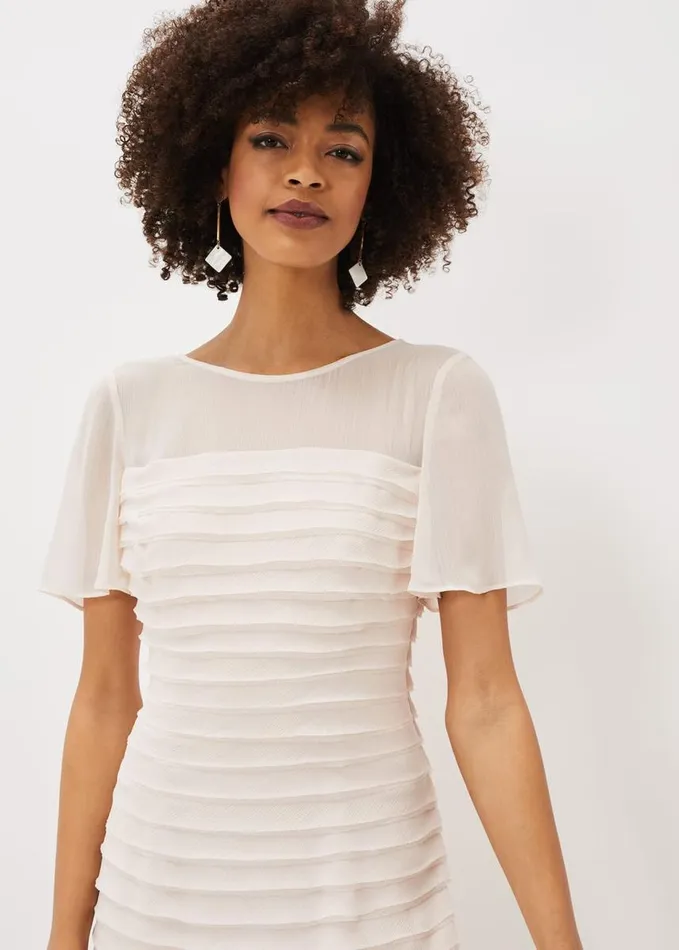 Phase Eight Ivanka Layered Fishtail Dress Cameo Women Dresses
