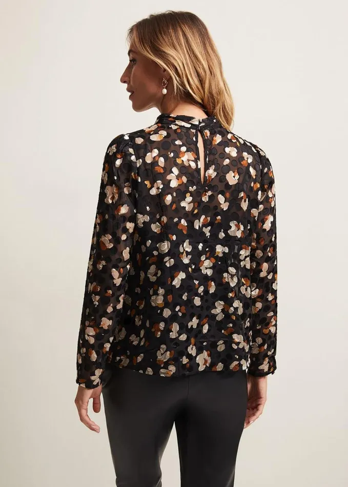 Phase Eight Jacey Leopard Spot Blouse Blackmulti Women Shirts and Blouses