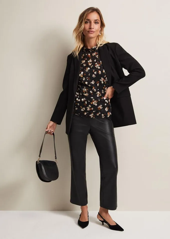 Phase Eight Jacey Leopard Spot Blouse Blackmulti Women Shirts and Blouses