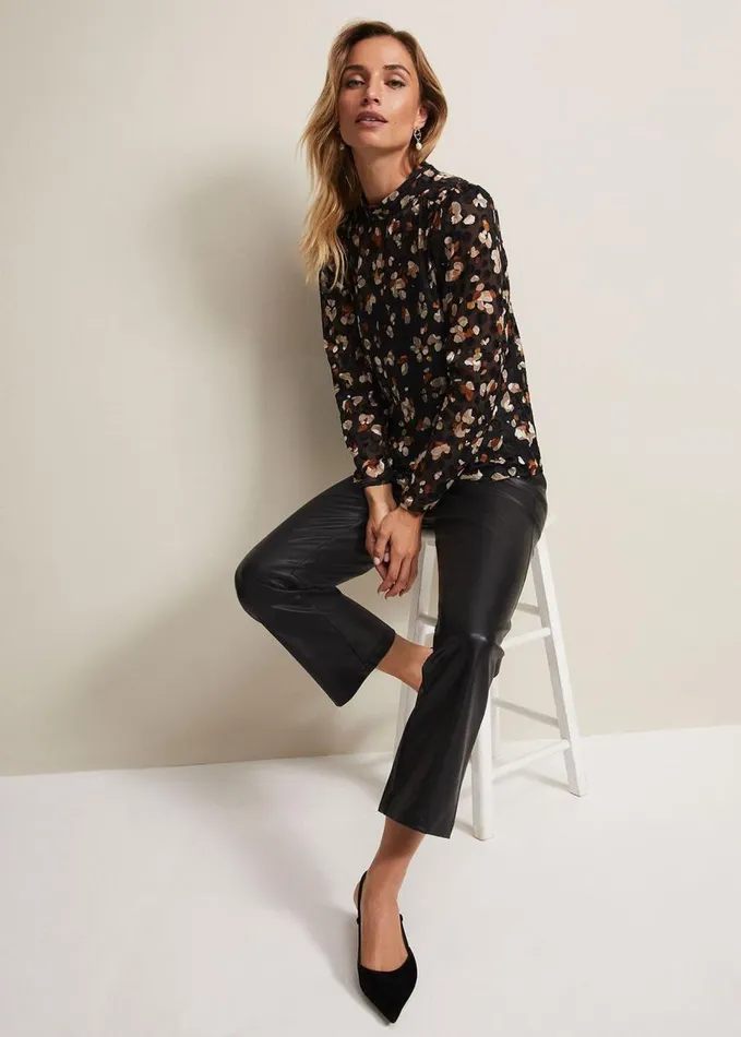 Phase Eight Jacey Leopard Spot Blouse Blackmulti Women Shirts and Blouses