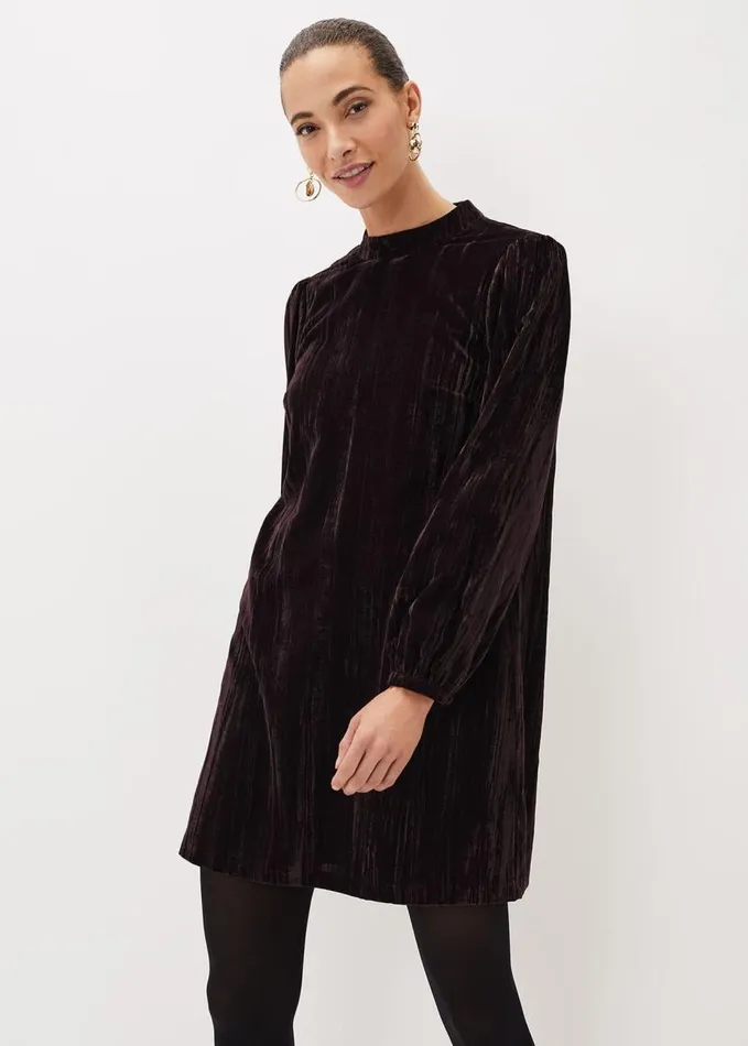 Phase Eight Jacinda Velvet Shift Dress Aubergine Women Dresses