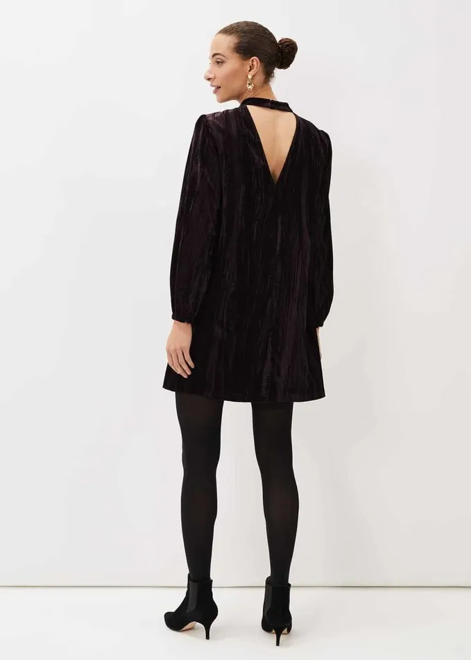 Phase Eight Jacinda Velvet Shift Dress Aubergine Women Dresses