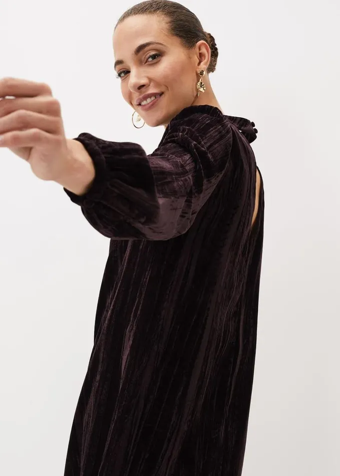 Phase Eight Jacinda Velvet Shift Dress Aubergine Women Dresses