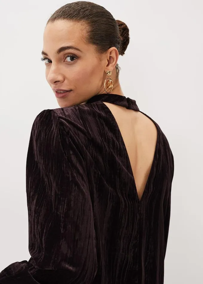 Phase Eight Jacinda Velvet Shift Dress Aubergine Women Dresses
