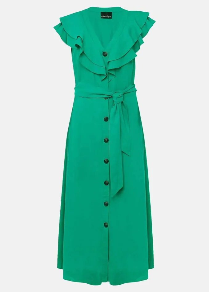 Phase Eight Jamilla Green Linen Midi Dress Green Women Dresses