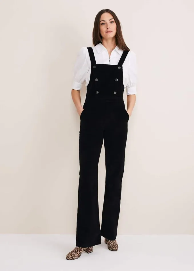 Phase Eight Jasira Corduroy Dungarees Black Women Dresses