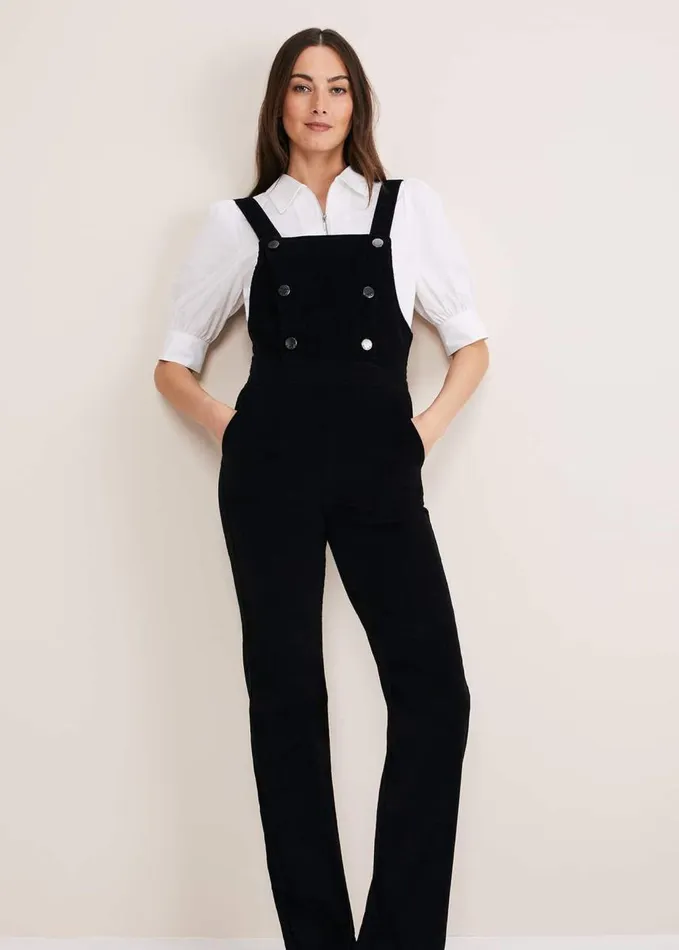 Phase Eight Jasira Corduroy Dungarees Black Women Dresses