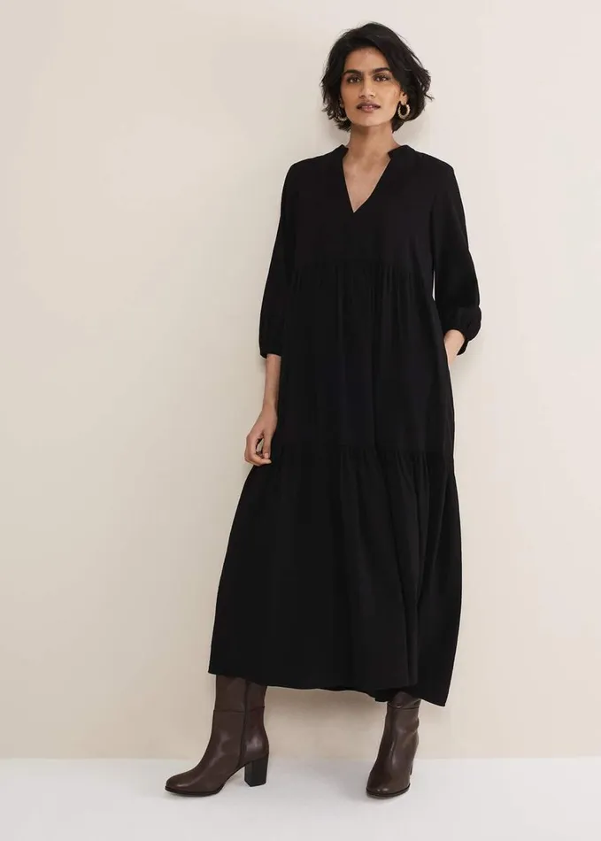 Phase Eight Jayde Midaxi Tiered Dress Black Women Dresses
