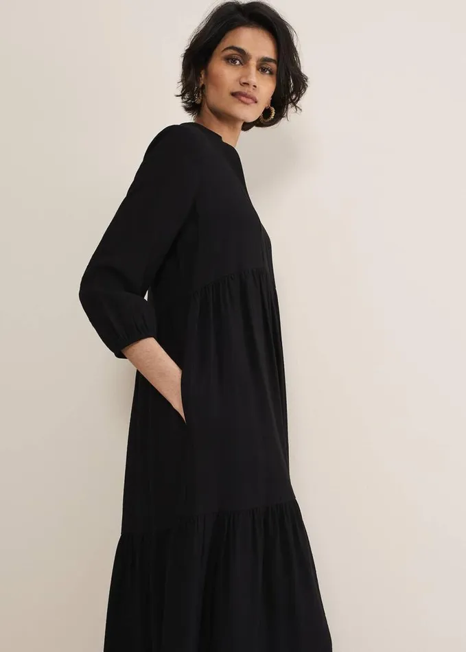 Phase Eight Jayde Midaxi Tiered Dress Black Women Dresses