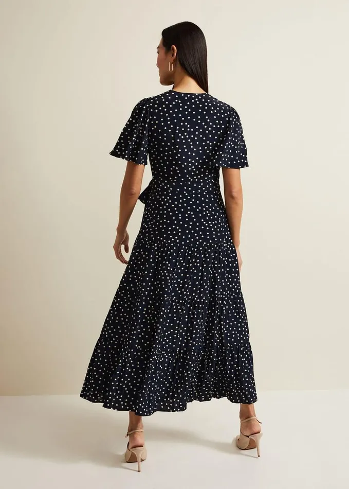 Phase Eight Jenna Black Spot Wrap Midaxi Dress Navyivory Women Dresses