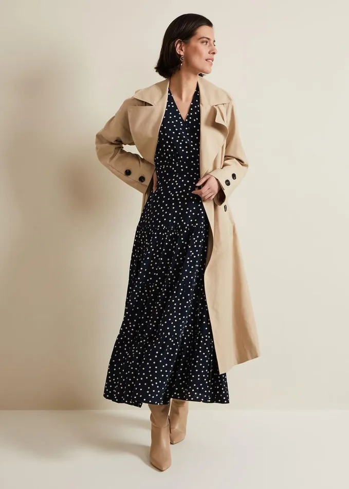 Phase Eight Jenna Black Spot Wrap Midaxi Dress Navyivory Women Dresses