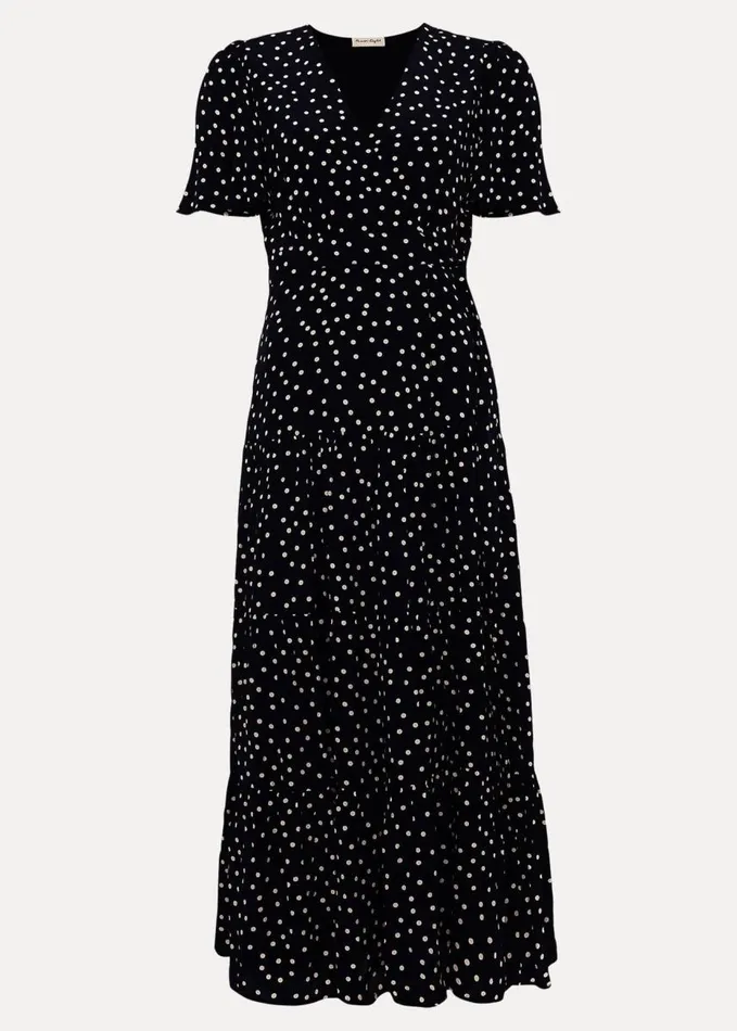 Phase Eight Jenna Black Spot Wrap Midaxi Dress Navyivory Women Dresses