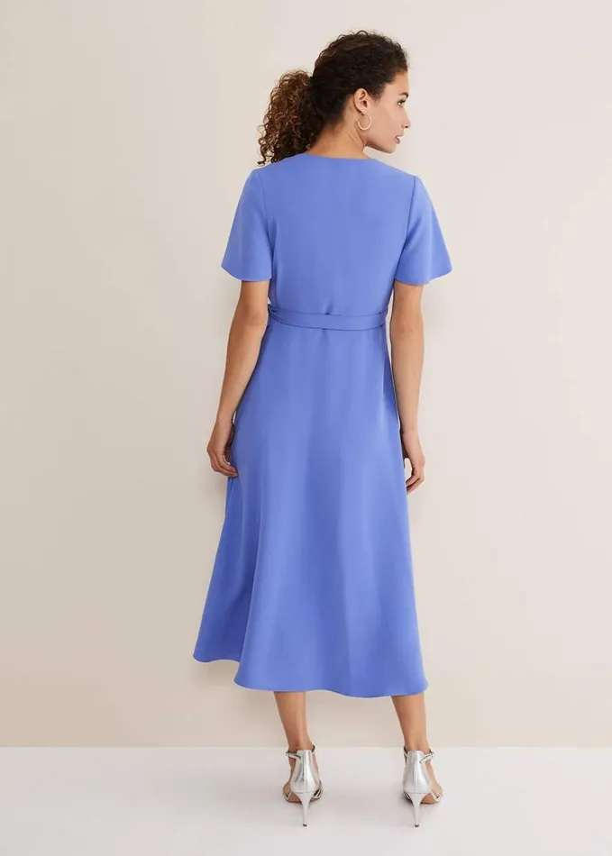 Phase Eight Julissa Ruffle Wrap Midi Dress Foxglove Blue Women Dresses