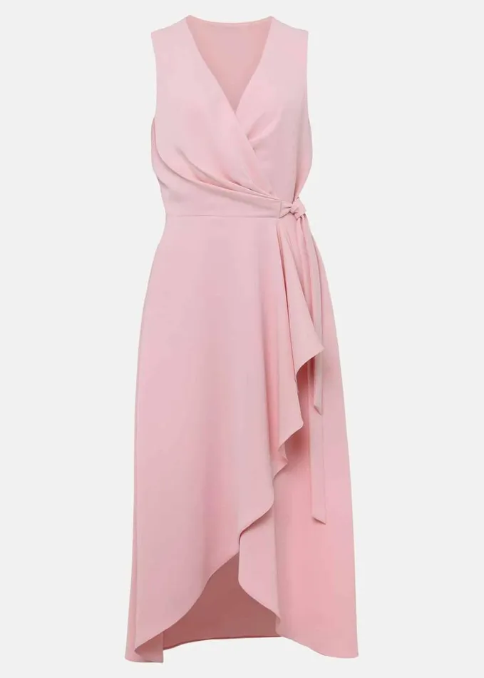 Phase Eight Julissa Sleeveless Ruffle Wrap Midi Dress Soft Pink Women Dresses