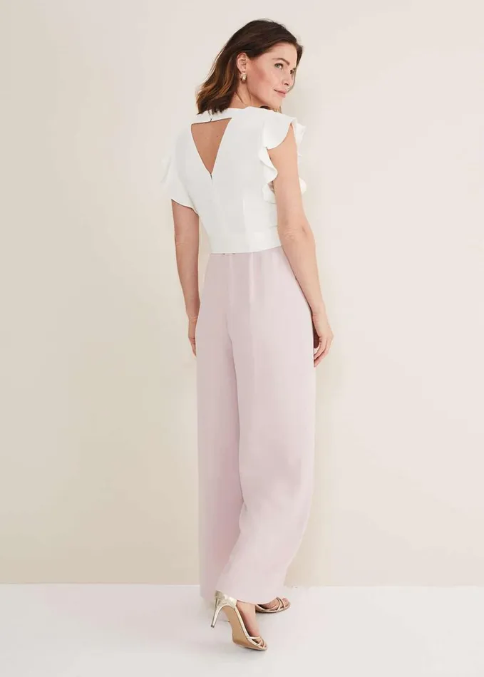 Phase Eight Kallie V Neck Frill Jumpsuit Antique Roseivory Women Dresses