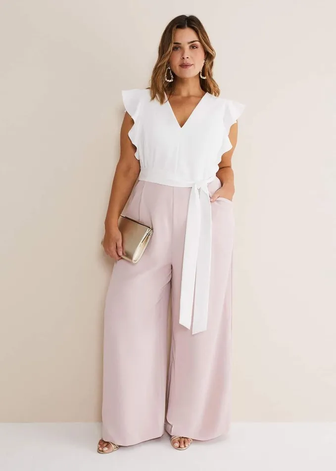 Phase Eight Kallie V Neck Frill Jumpsuit Antique Roseivory Women Dresses