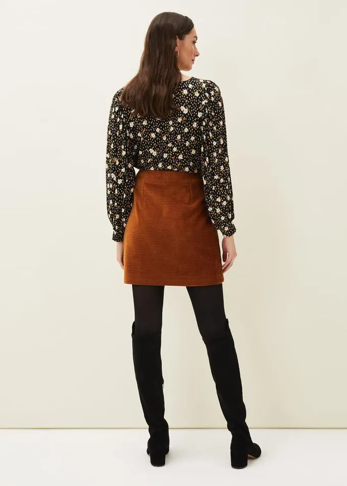Phase Eight Kennedy Corduroy Mini Skirt Ochre Women Skirts