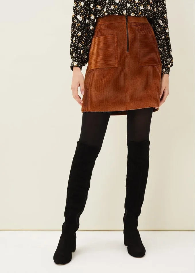 Phase Eight Kennedy Corduroy Mini Skirt Ochre Women Skirts