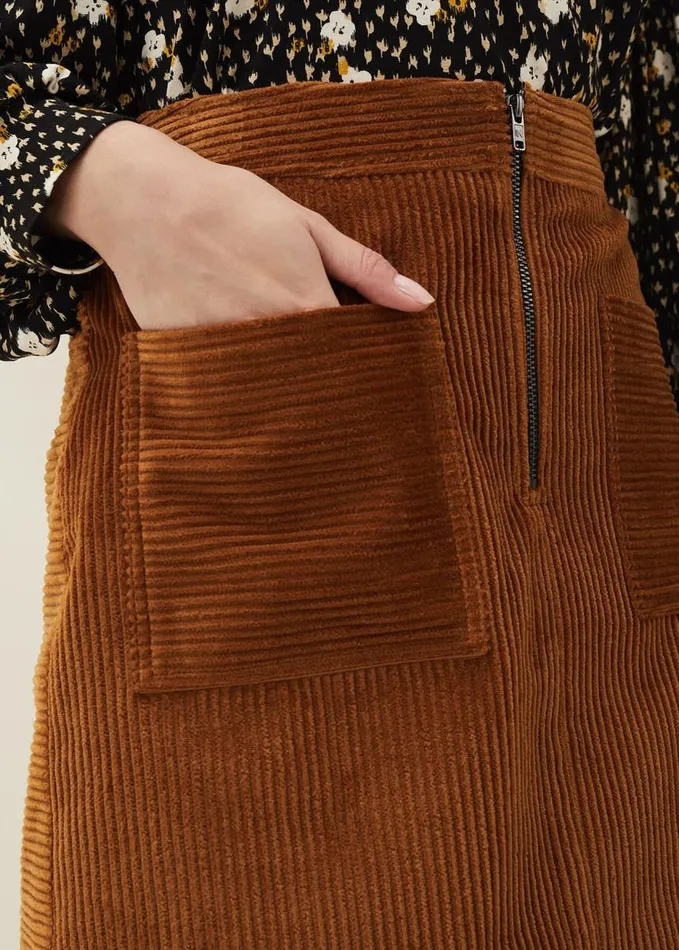Phase Eight Kennedy Corduroy Mini Skirt Ochre Women Skirts