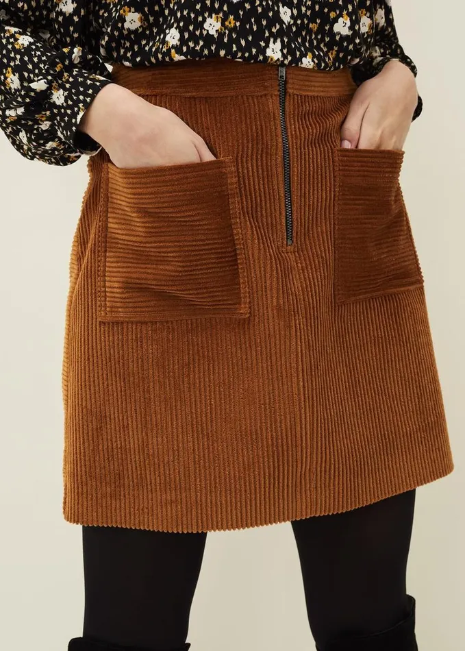 Phase Eight Kennedy Corduroy Mini Skirt Ochre Women Skirts