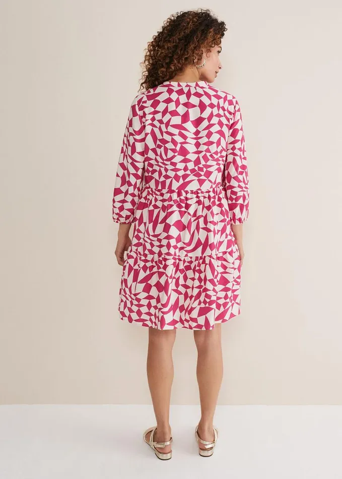 Phase Eight Kesia Pink Geo Swing Mini Dress Pink Women Dresses
