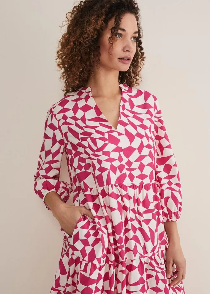 Phase Eight Kesia Pink Geo Swing Mini Dress Pink Women Dresses