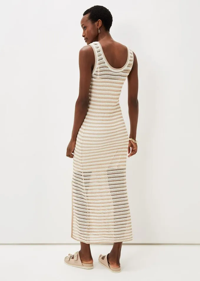 Phase Eight Kimmy Crochet Stripe Maxi Dress Stoneivory Women Dresses
