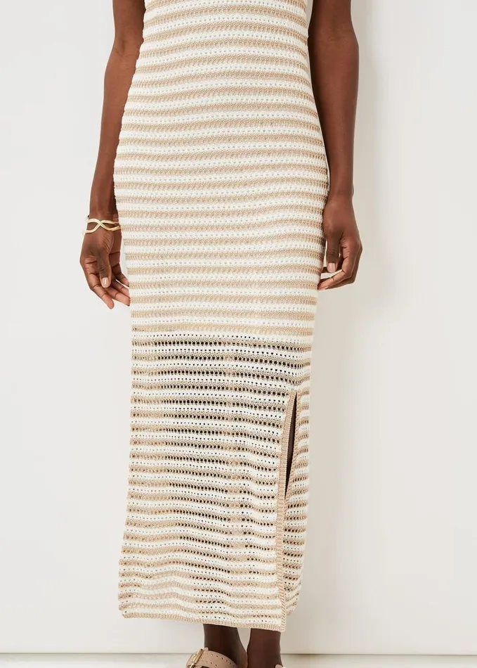 Phase Eight Kimmy Crochet Stripe Maxi Dress Stoneivory Women Dresses