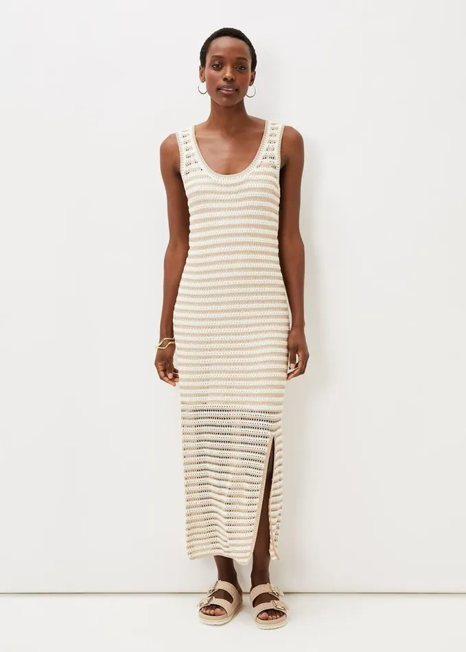 Phase Eight Kimmy Crochet Stripe Maxi Dress Stoneivory Women Dresses