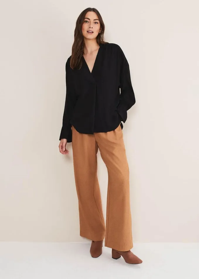 Phase Eight Kym VNeck Textured Blouse Black Women Shirts and Blouses
