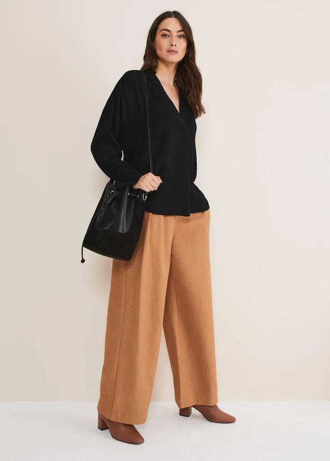 Phase Eight Kym VNeck Textured Blouse Black Women Shirts and Blouses