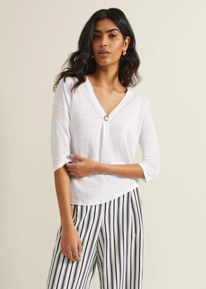 Phase Eight Leah Linen Top White Women Tops and TShirts