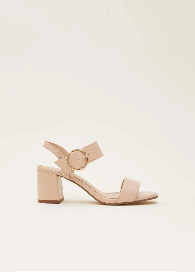 Phase Eight Leather Buckle Sandals Neutral Women Heels