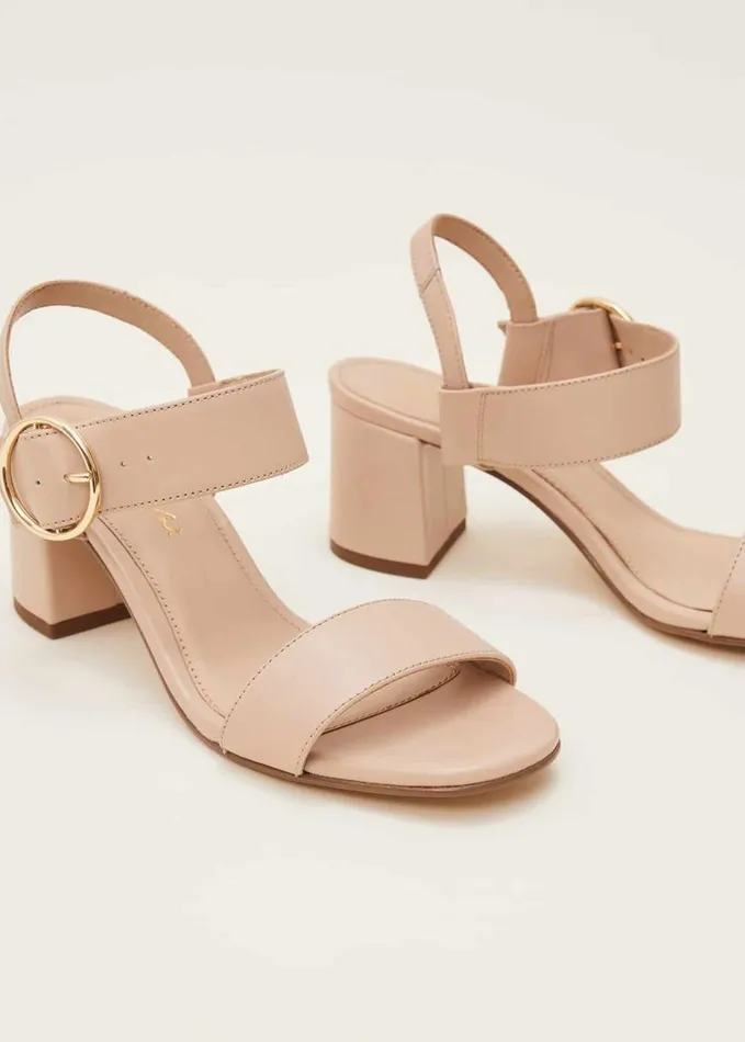Phase Eight Leather Buckle Sandals Neutral Women Heels