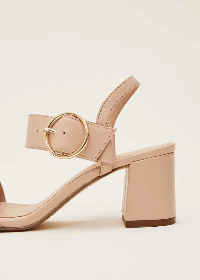 Phase Eight Leather Buckle Sandals Neutral Women Heels