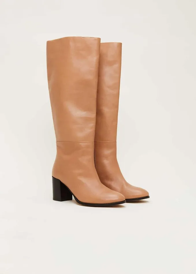 Phase Eight Leather Knee High Boots Camel Women Heels