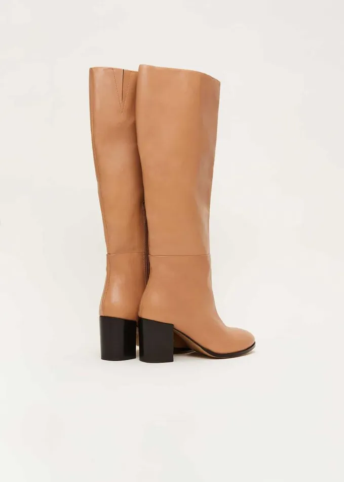 Phase Eight Leather Knee High Boots Camel Women Heels