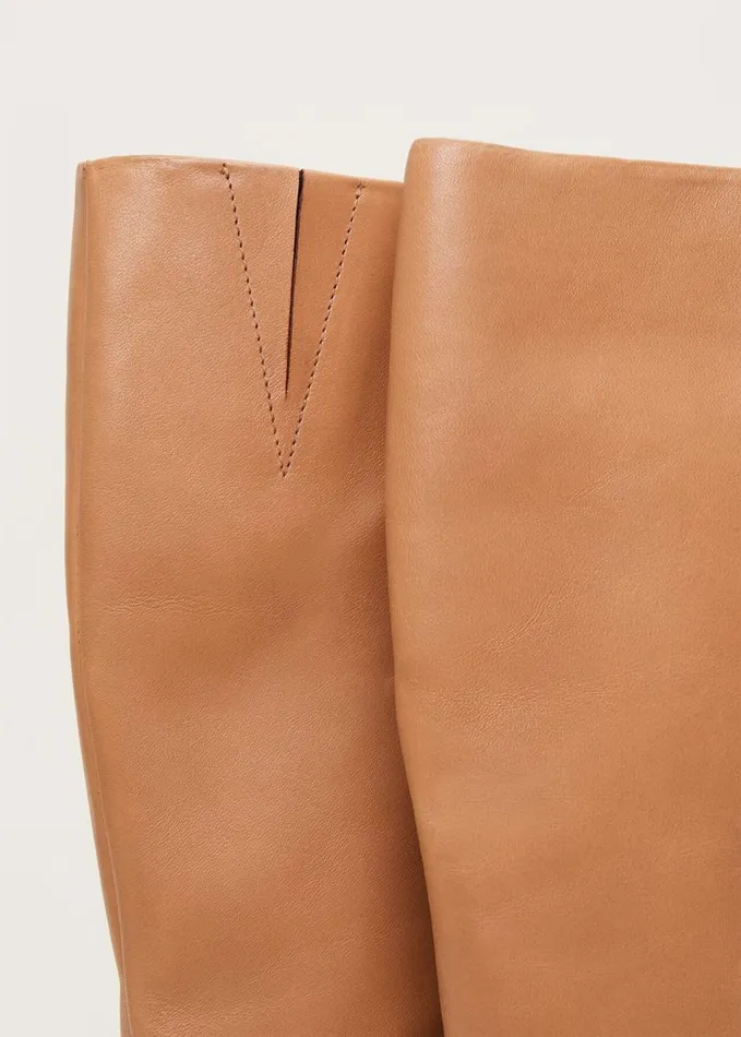 Phase Eight Leather Knee High Boots Camel Women Heels